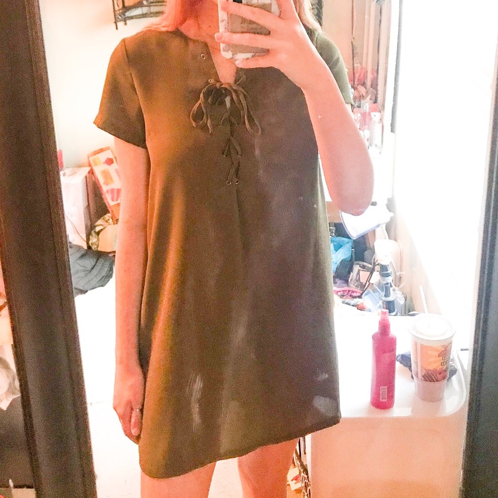 Army Green Tie Up Dress